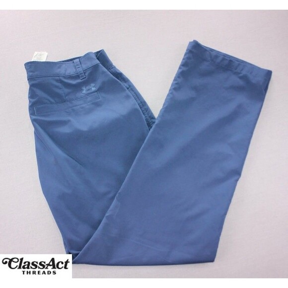 Under Armour Mens Golf Pants Blue Loose Stretch Flat Fronts Tag Sz 34X30(32x30) - Picture 1 of 11